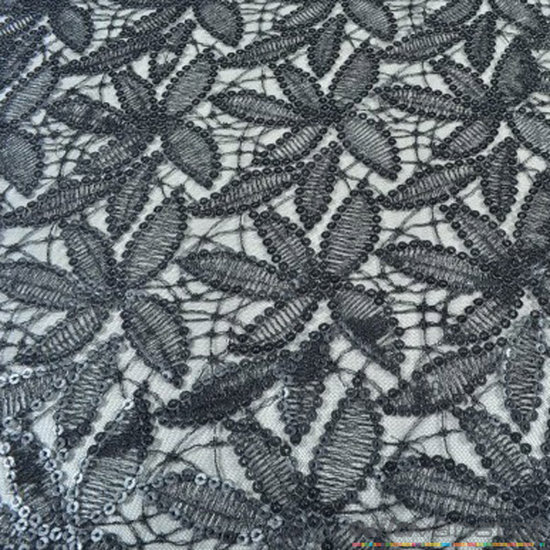 Bloemen paillet zwart