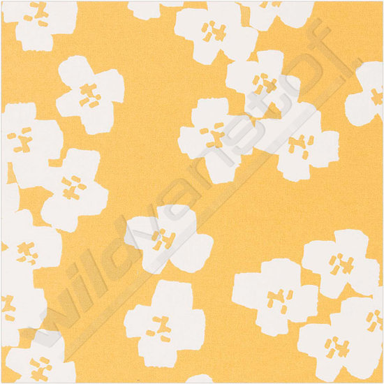 Gecoat katoen - witte bloemen op oker