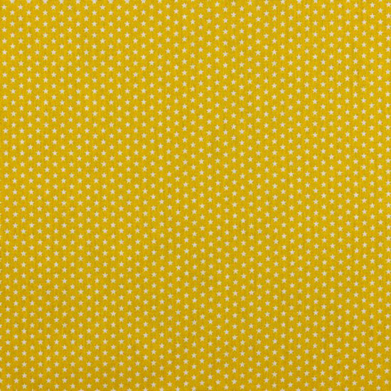 Katoen - witte sterretjes op geel
