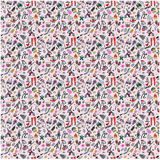 Katoen - kersticonen op lichtroze