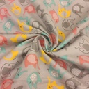 Flanel - Olifantjes op grijs