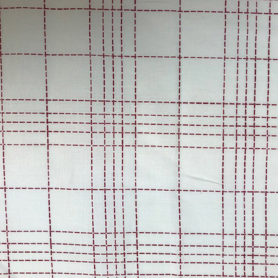 Katoen - Fibremood met bordeau stippellijn