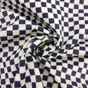 Katoen - Maan batiklook wit en blauw geblokt