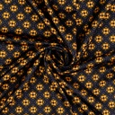 Bloezenstof - Bloemenraster marine en geel