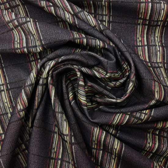 Ribfluweel dun - Glasraam print marineblauw