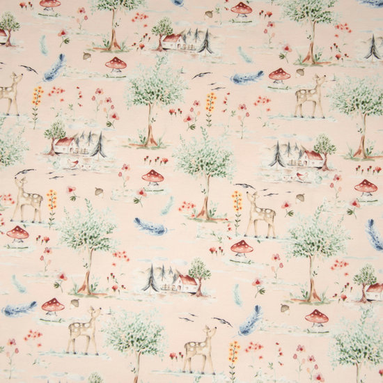 French terry - huisje omringd door schattige bosdieren