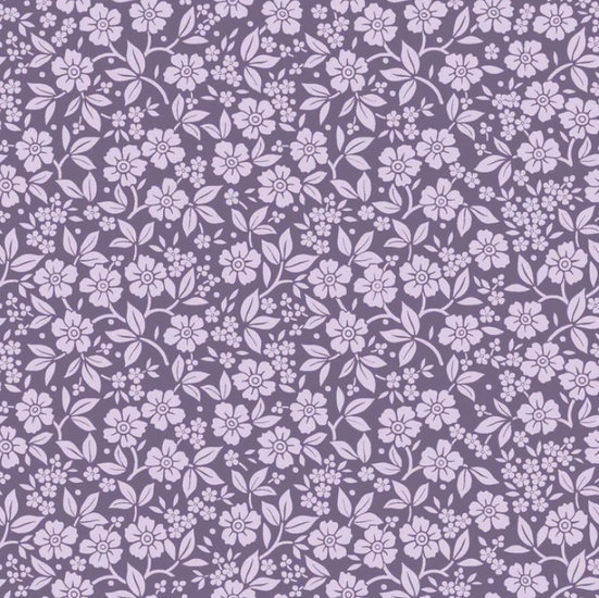 Katoen - Mille fleurs paars