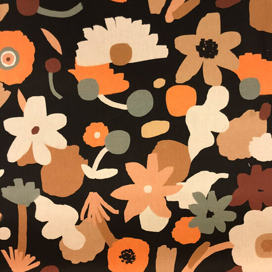 Canvas - Noorse bloemen op fins zwart