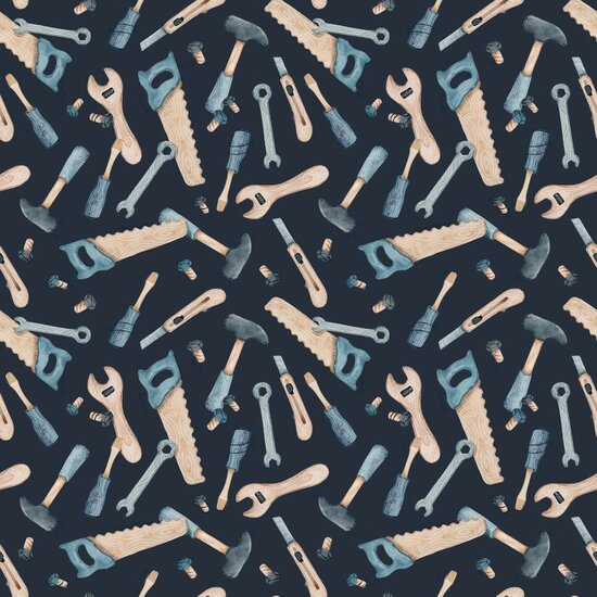 Jersey - Werktools op marineblauw