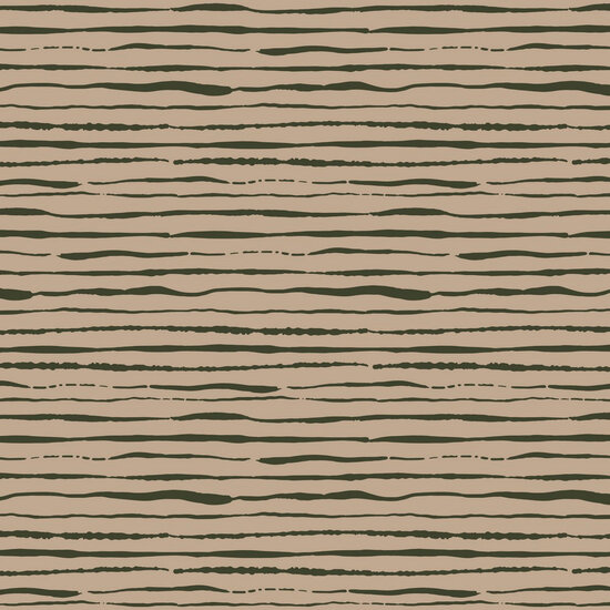 Jersey - wilde strepen kaki op beige
