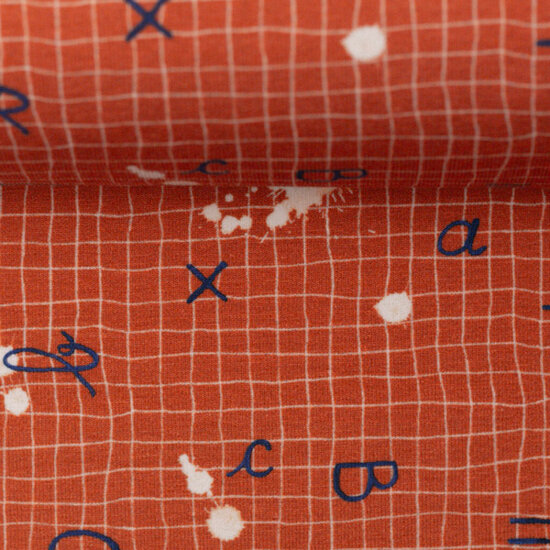 Jersey - Schoolschrift roest op raster