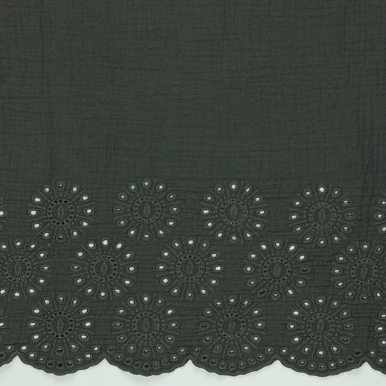 Tetradoek - broderie boord grijs 002