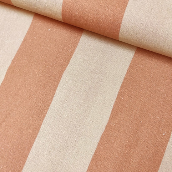 Linnen viscose - Strepen roze wit LMV