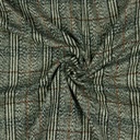 Mantelstof - Fantasiestrepen zwart-ecru-roest