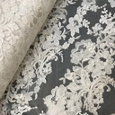 Kant - Bloemen op mesh haute ecru