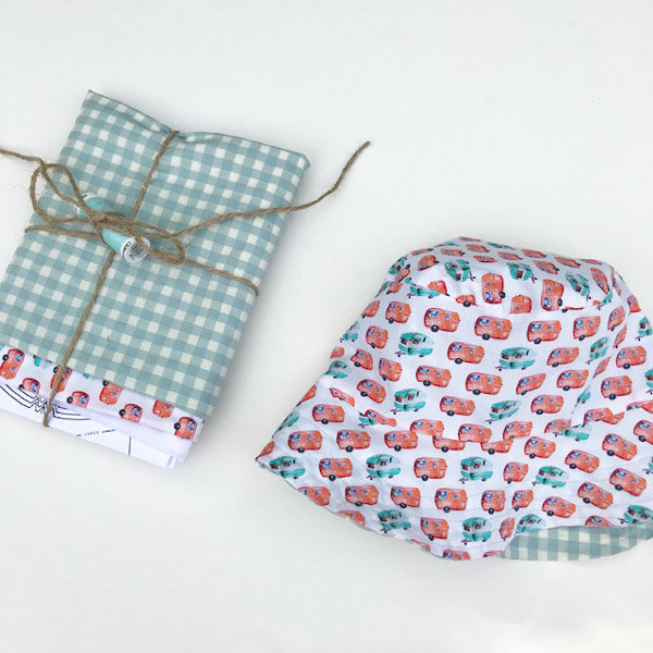 Stoffenpakket - zonnehoed vichy blauw