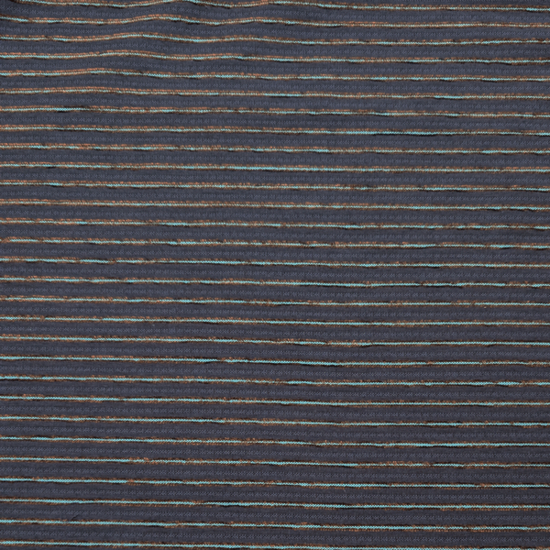 Katoen viscose - Blauw met mini bruinstreep