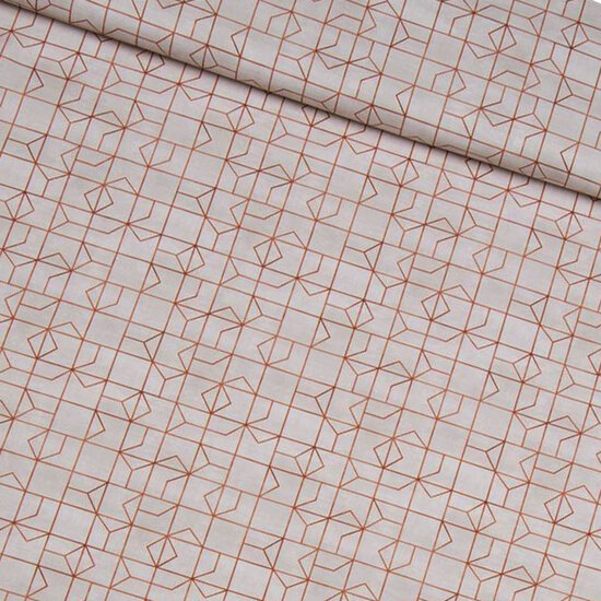 Hemdenstof - geometrische tegels beige