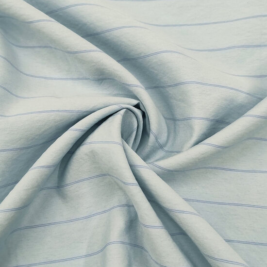 Katoen - Maan lichtblauw met duostreepje