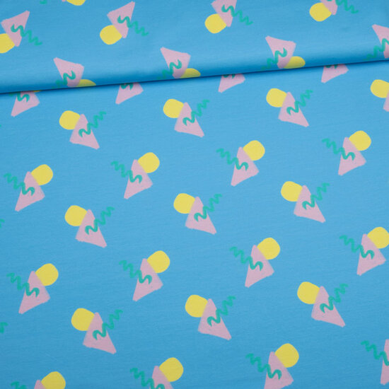 French terry - pastel shapes loup