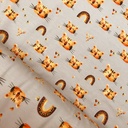 French terry - Tijgerkopjes en regenbogen beige