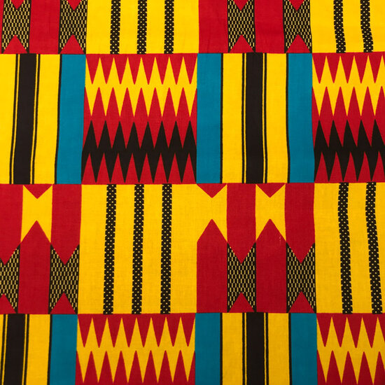 Katoen afrikaans wax - Togo graphic yellow