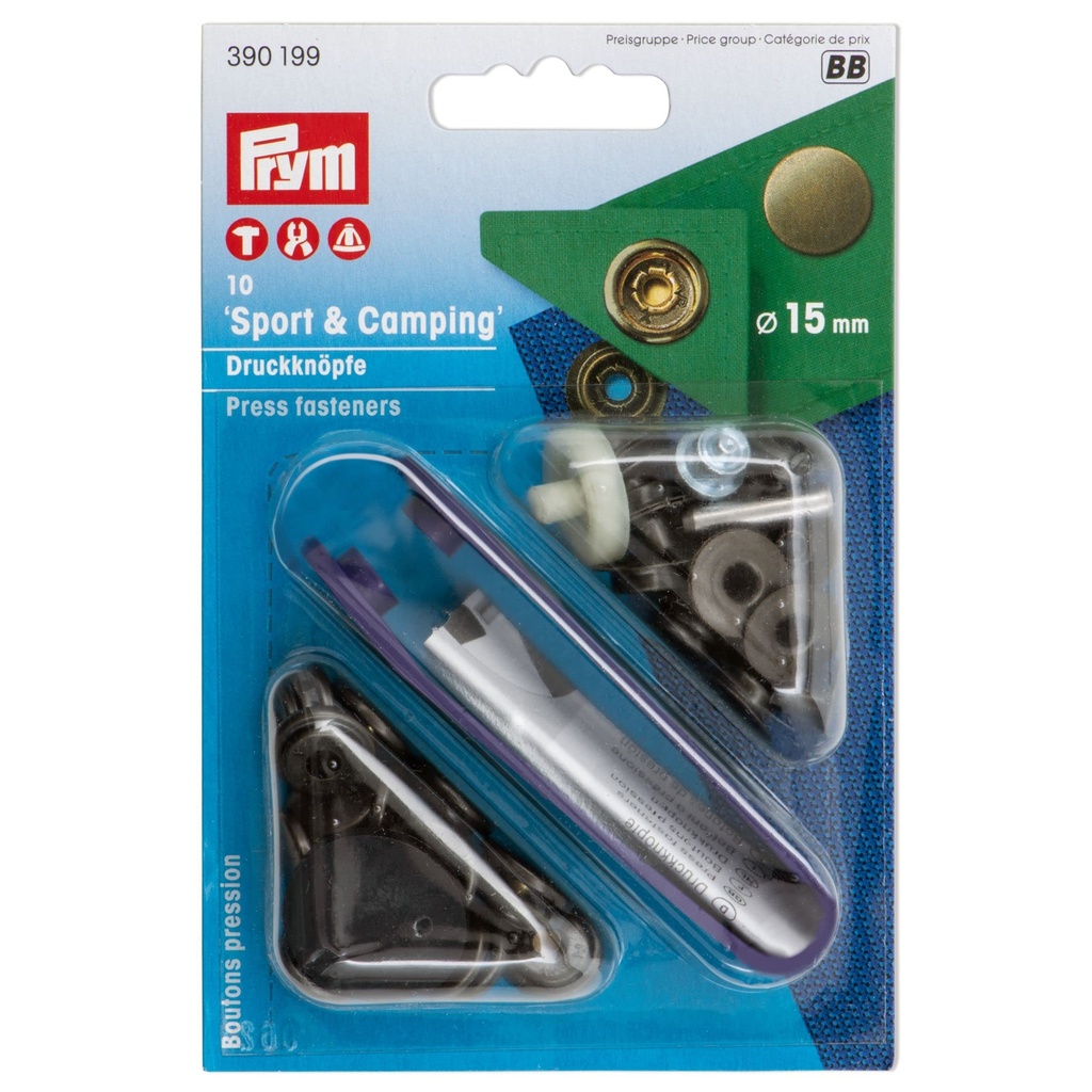 Prym BB - drukknopen sport & camping 15mm - messing