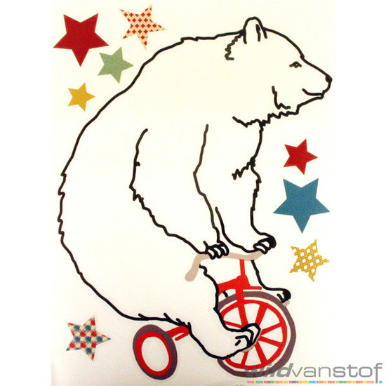 Muursticker beer op fiets