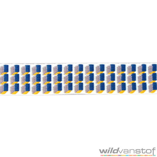 Blauw - gele balkjes sierband