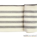 Glitter boord strepen - Ecru en zilver