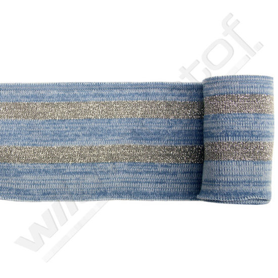 Glitter boord strepen - Jeans mêlée en zilver