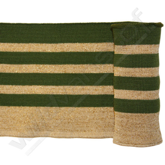 Glitter boord strepen - Olijf, goud (1,20m)