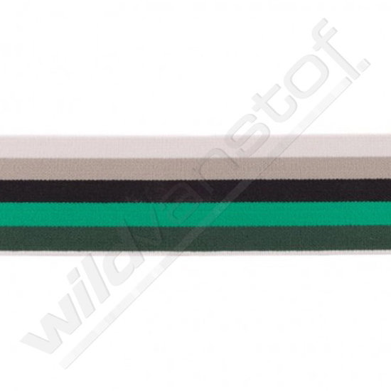 Elastiek strepen groen - zwart - beige - wit
