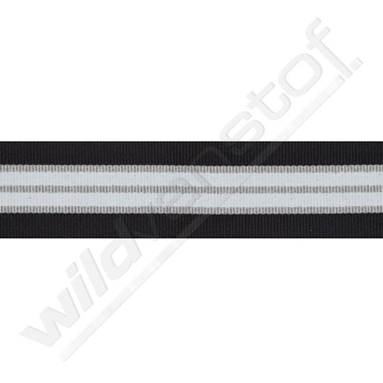 Lint strepen zwart - wit - zilver