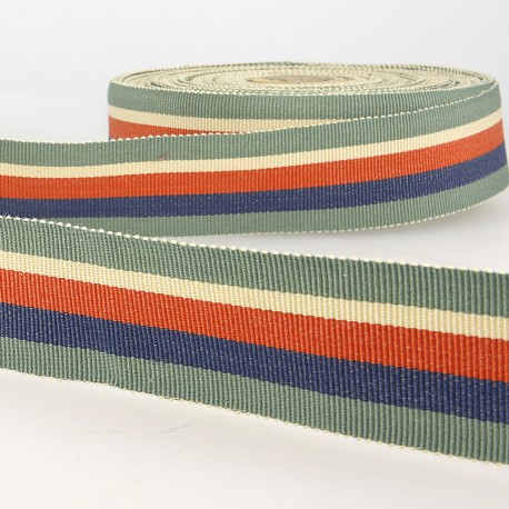 Ribslint katoen 35mm - multistreep groen