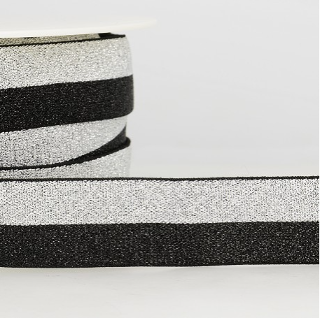 Elastiek 25mm - metallic grijs en zwart