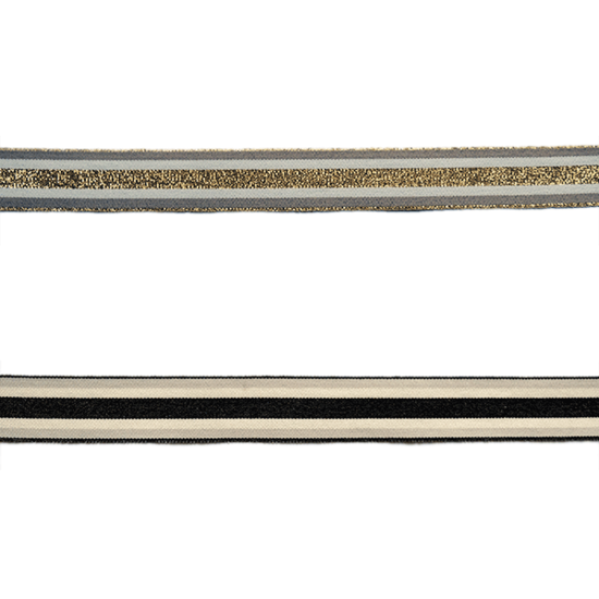 Sierlint 25mm - glitter 5 lijnen goud