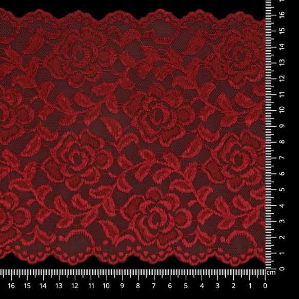 Stretchkant 160mm - bloemen serie 1 aubergine 150