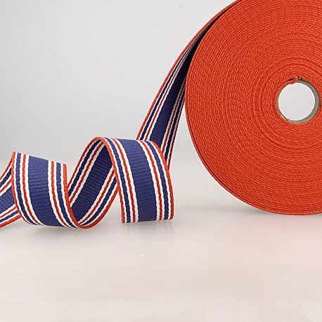 Tassenband 30mm - onregelmatige navy streep