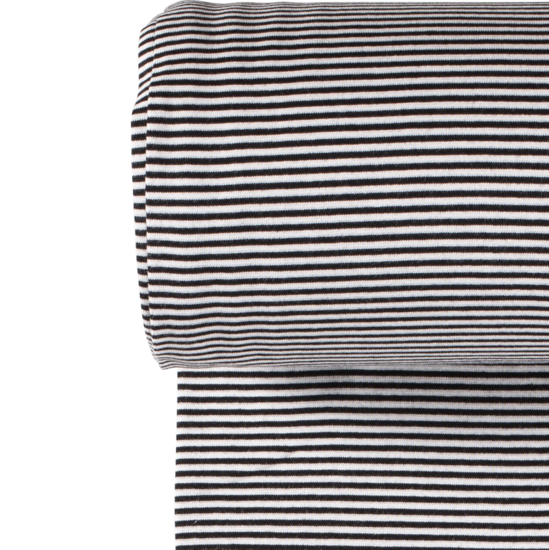 Boordstof - zwart - wit fijn gestreept