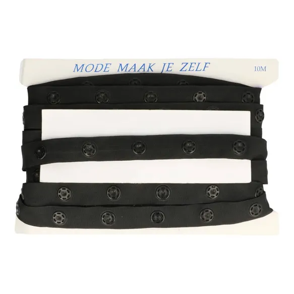 Drukknopen band 25mm - zwart