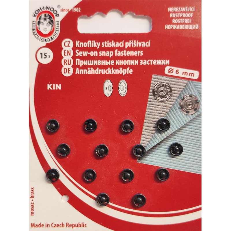 Manteldrukkers 6mm - zwart (15st)