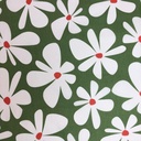 Katoen - Groen met Xl witte bloem