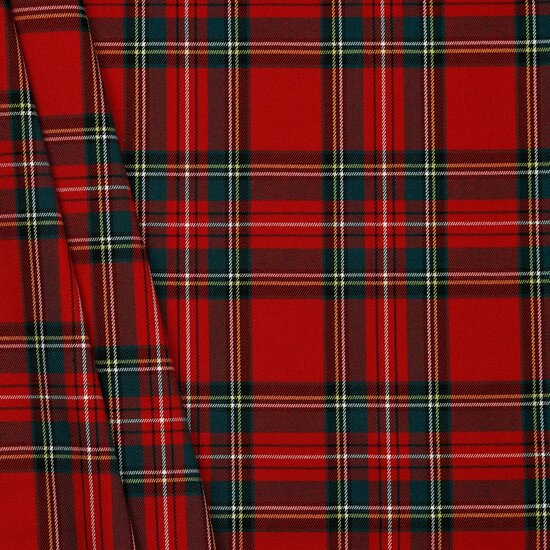 Polyester - Schotse ruit 2 rood groen
