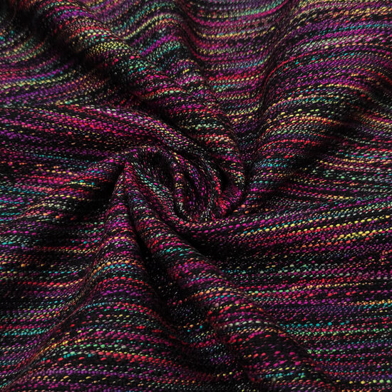 Jacquard - Geweven fuchsia zwart lijnen