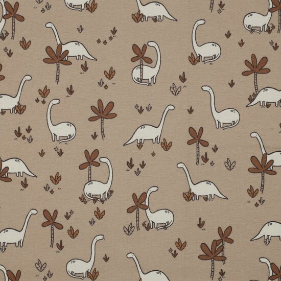 Flanel - ecru dino's op beige