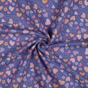 Flanel - hartjes op paars