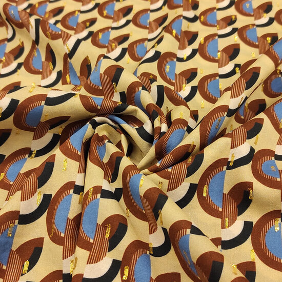 Viscose - Halve manen beige blauw nathalie 