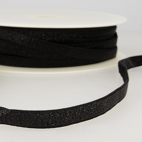 Elastiek metallic 10mm - zwart met zwarte lurex