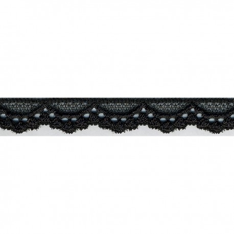 Stretchkant 15mm - gebekt serie 1 zwart 14
